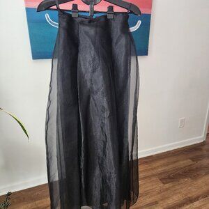 Alex Evening Long black skirt with sheer black overlay